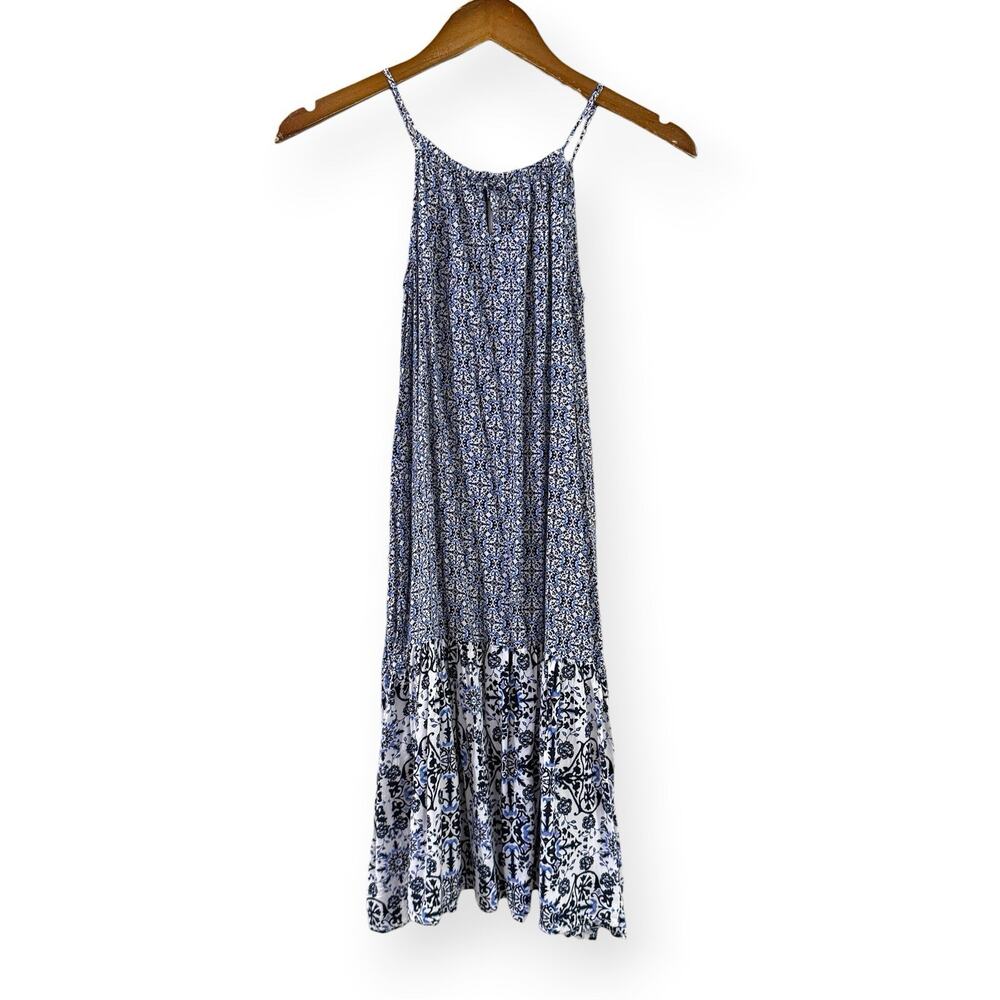OshKosh B’Gosh Girls Blue Floral Paisley Halter Maxi Dress Size 8 Boho Western